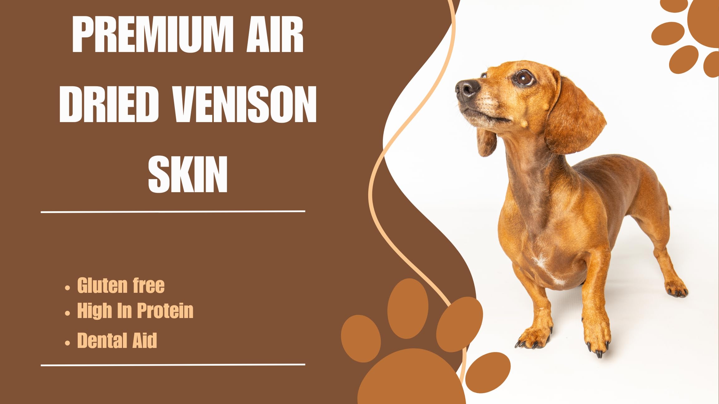 Premium Dried Venison Skin Dog Treats - Natural Teeth Cleaning Chews, Low Calorie, Long Lasting, No Hide Chew for Dogs 200g Pack - Image 2