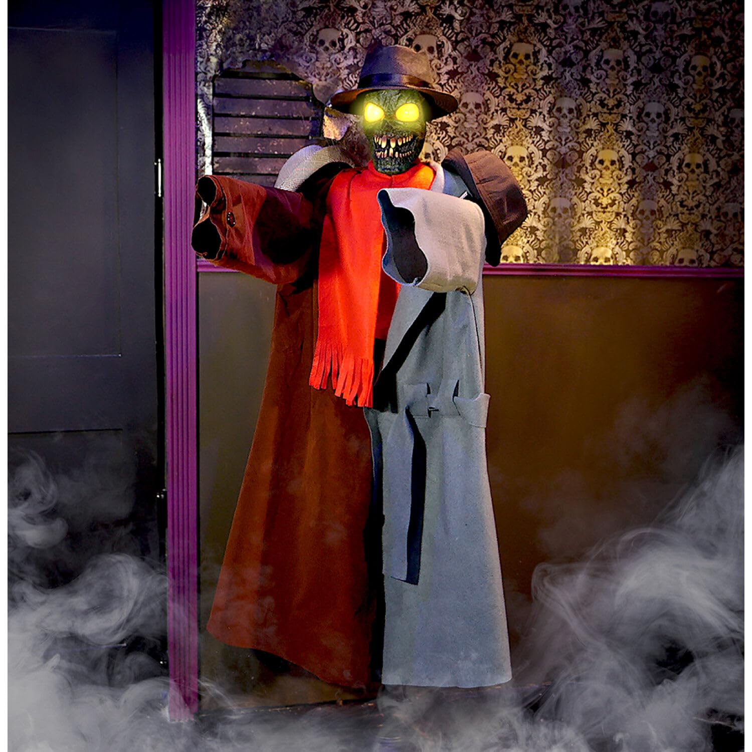 Haunted Hill Farm Tekky Décoration d'Halloween avec sons activés par le mouvement Motif monstre coatrack Taille réelle 1,5 m