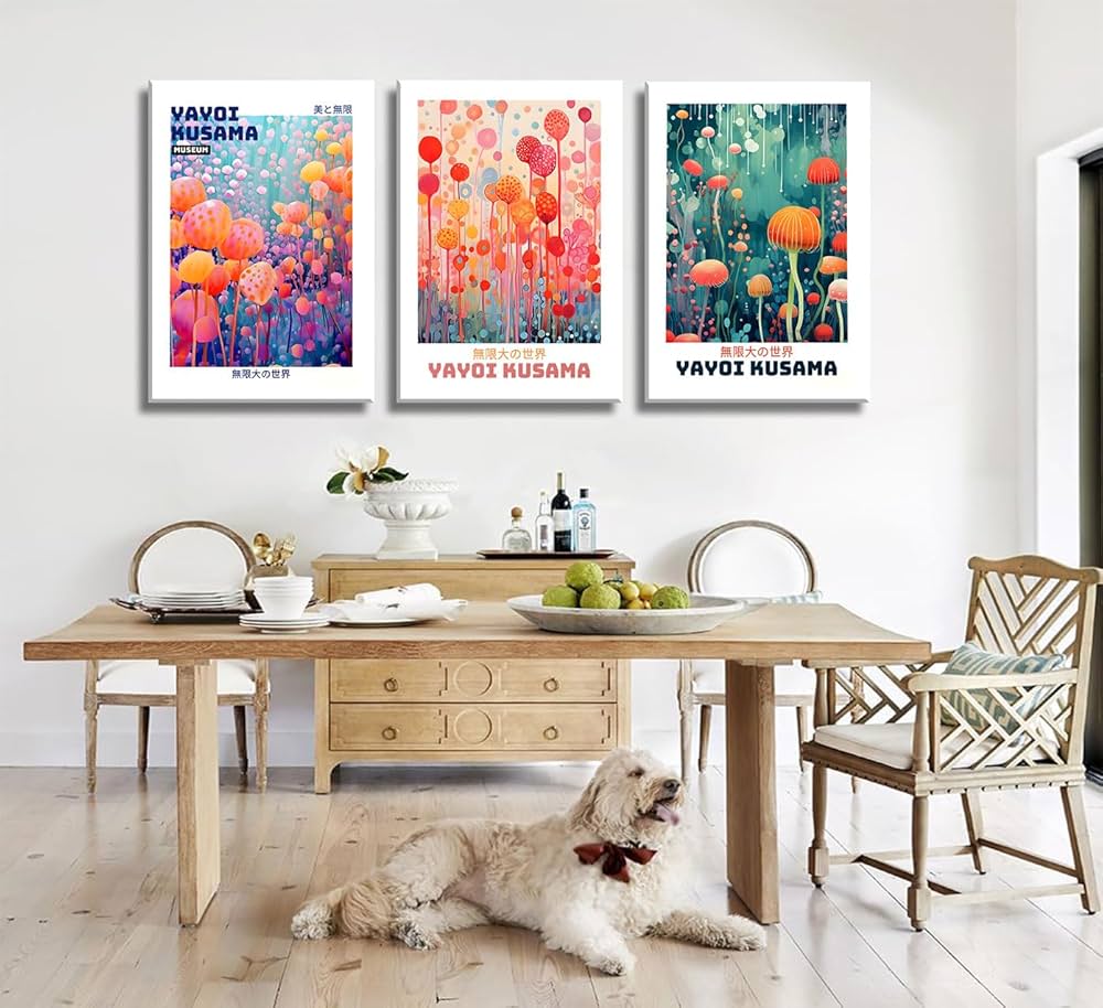 Toile Yayoi Kusama - Décoration Murale Abstraite Japonaise - Botanique Vintage