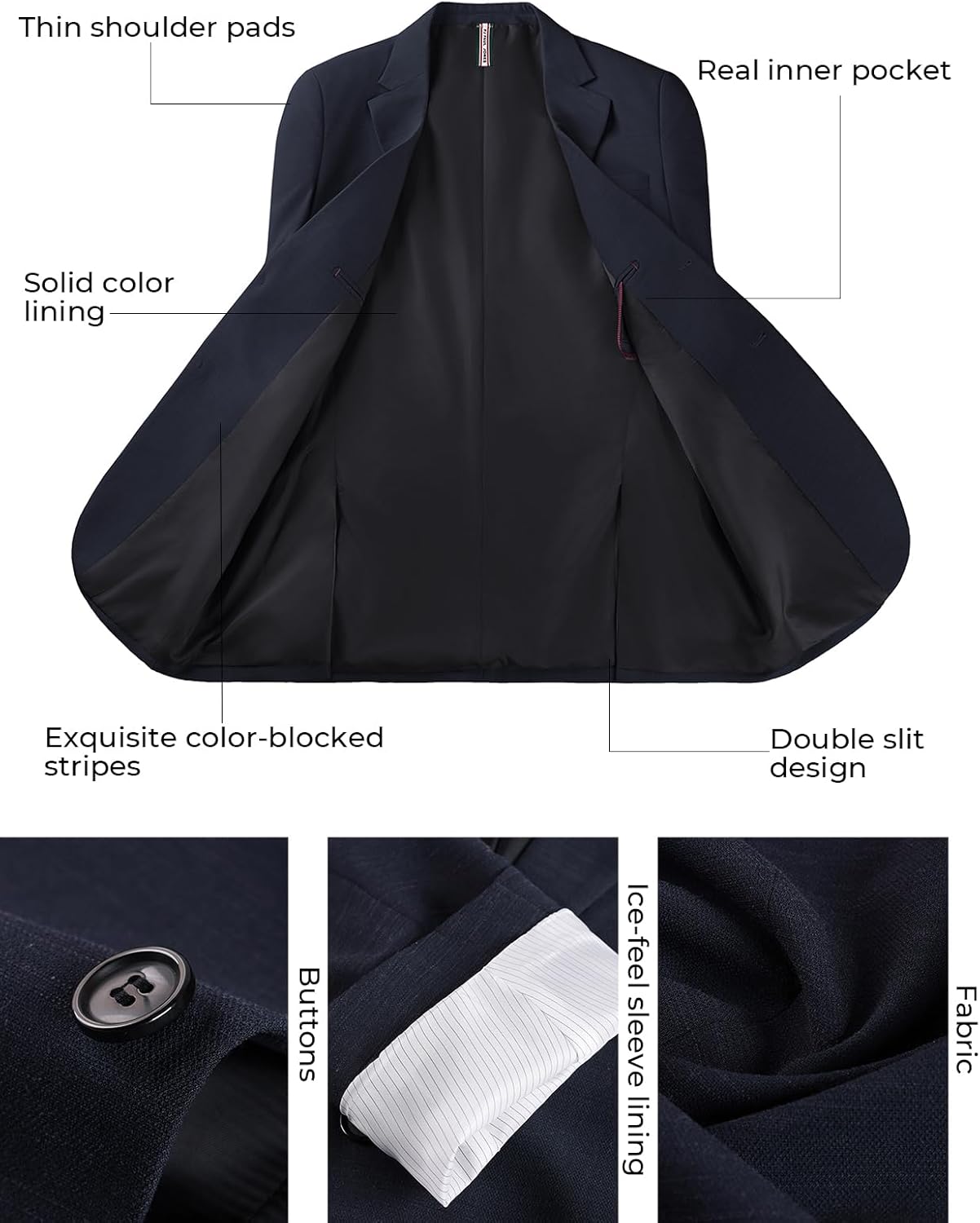 PJ PAUL JONES Mens Casual Blazer Sport Coats Two Buttons Lightweight Suit Jacket - Image 5