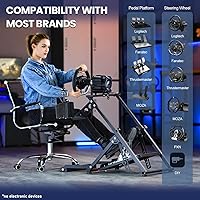 Vista 3 de Marada G29 Upgrade Racing Wheel Stand X Frame Fit for PXNThrustmasterLogitech G27 G920 G923 T300RS T128X, Foldable PC Game Race Bracket Simulator