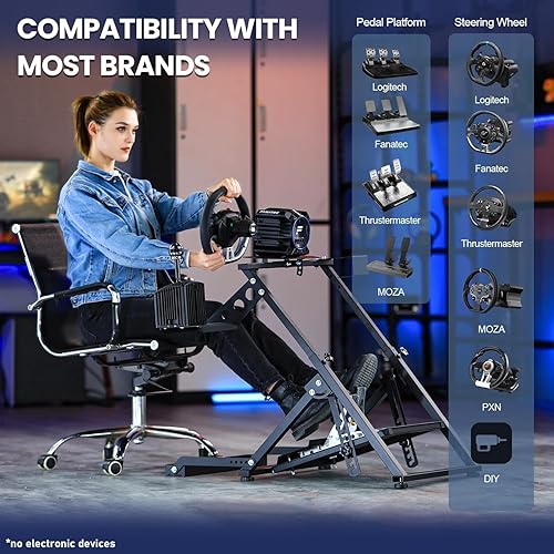 Miniatura 3 de Marada G29 Upgrade Racing Wheel Stand X Frame Fit for PXNThrustmasterLogitech G27 G920 G923 T300RS T128X, Foldable PC Game Race Bracket Simulator