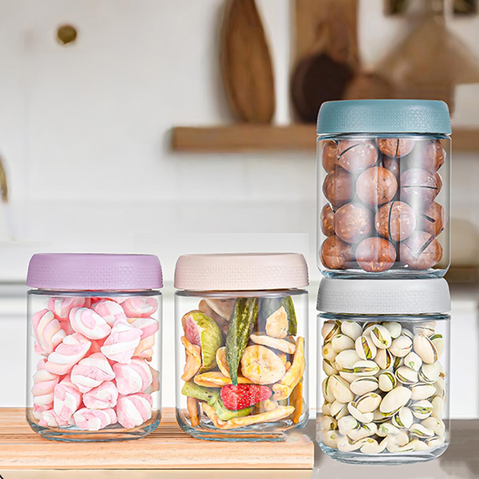 Bocaux Overnight Oats Avec Couvercles Lot de 4 Bocaux en Verre Grands
