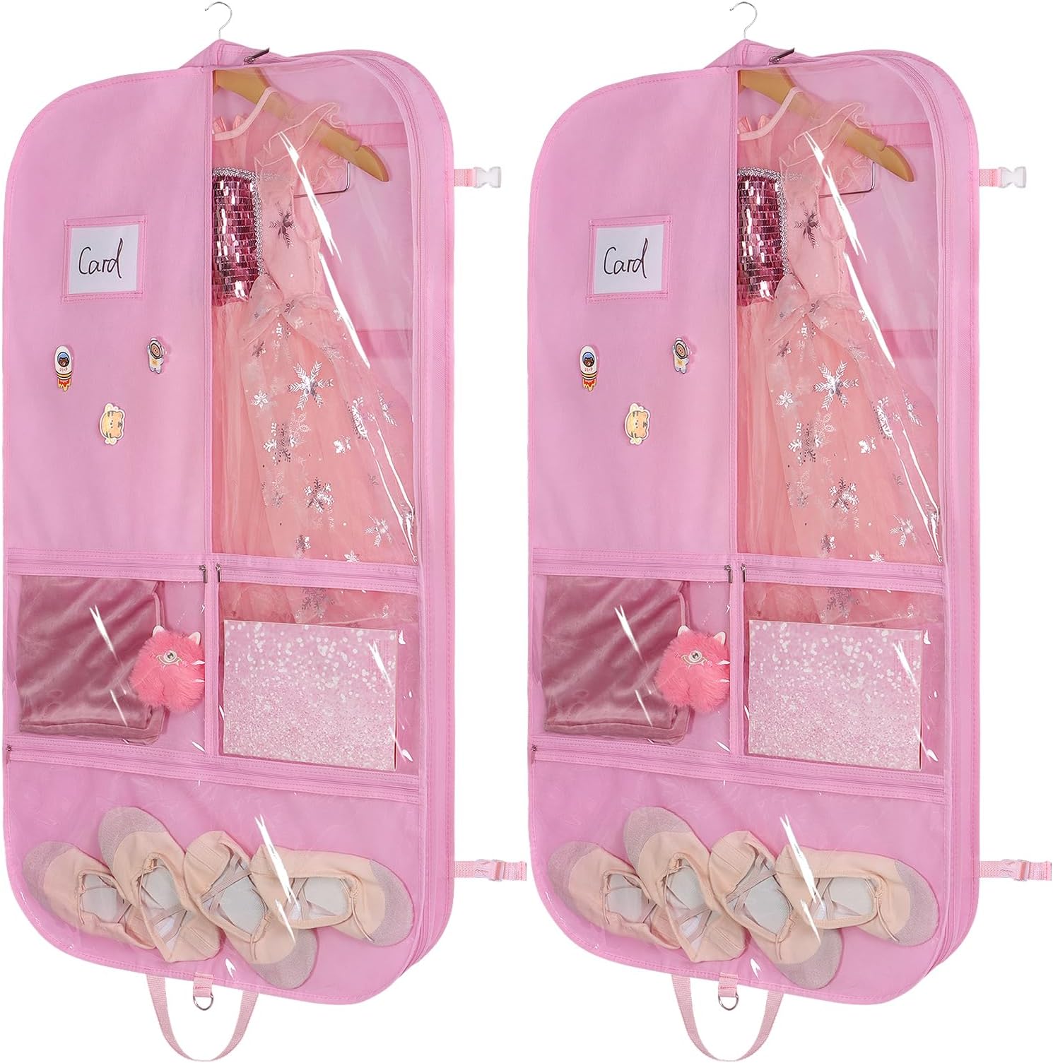 Univivi 40 Inch Dance Costume Garment Bags for Dancers, Pink, 2 Pack