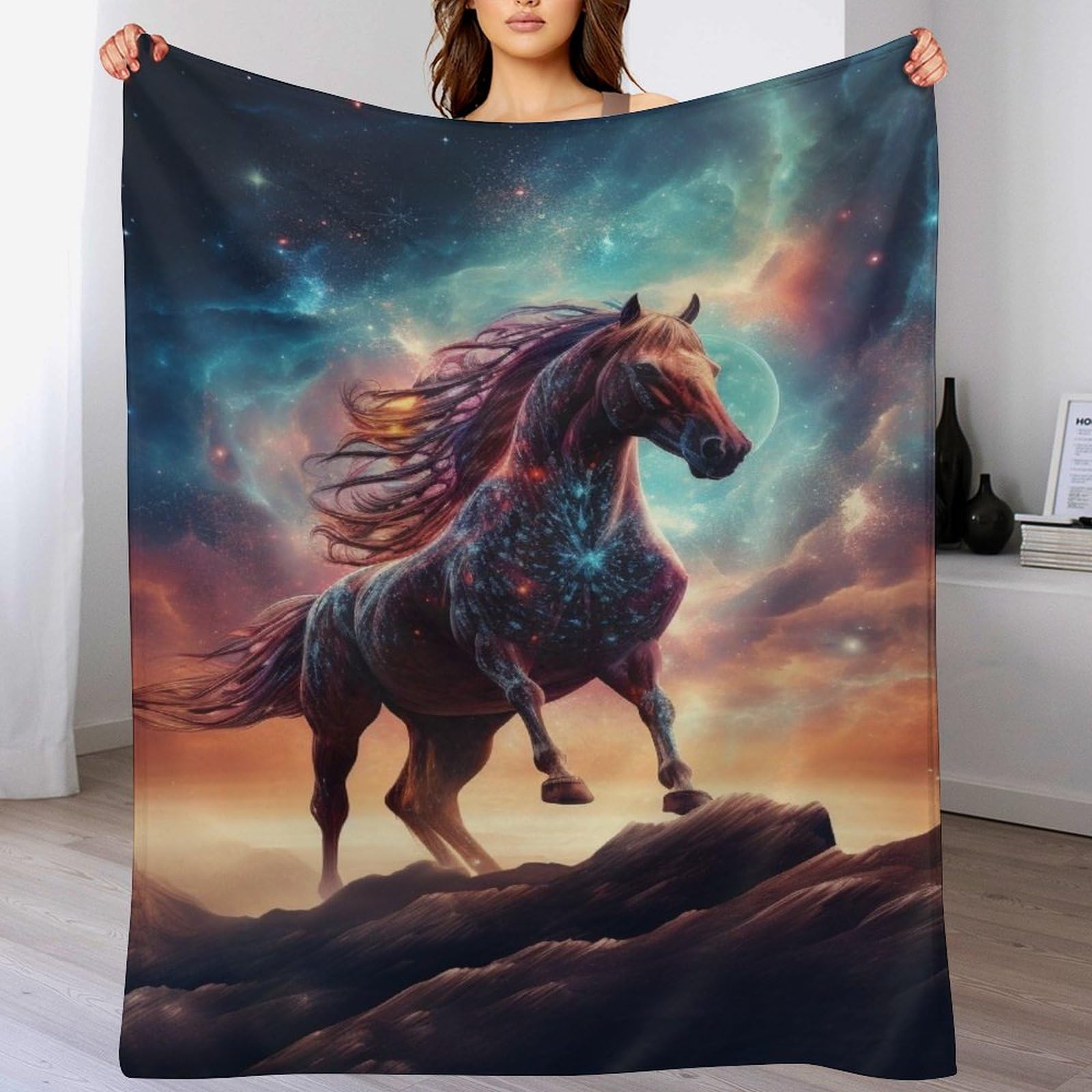 Couverture polaire cheval effet velours au toucher haut de gamme