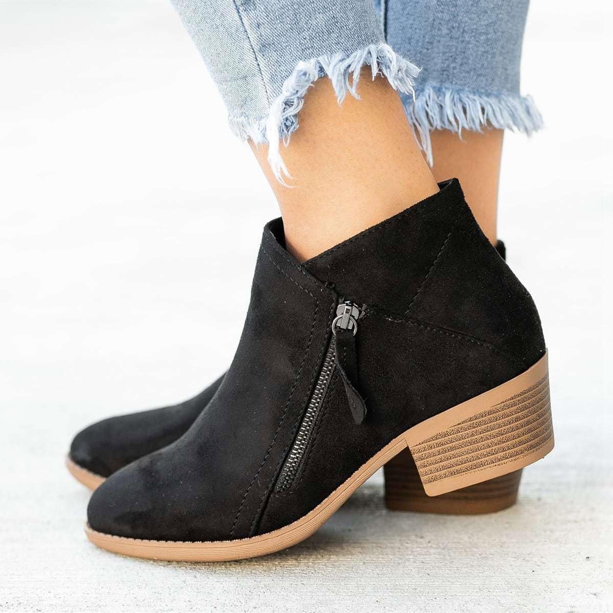 Stivali Estivi Donna Con Cerniera Primaverili Invernali Eleganti Stivaletti Morbidi Tacco Basso Ankle Elegante Boots Cowboy Bassi