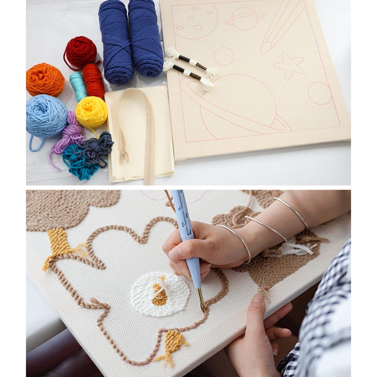 Kit de Bordado con Perforadora, Material para Tapicería, Funda de Cojín, Marco de Madera, Patrón Sencillo Y Creativo, Ideal para Principiantes, Flor Azul Violeta, Individual