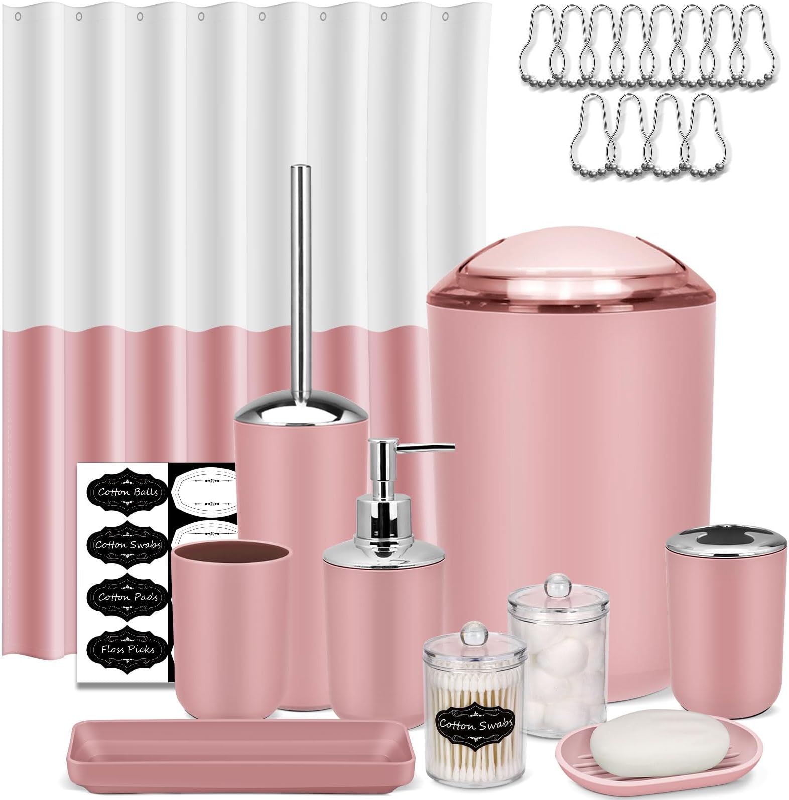 24PCS Pink Bathroom Accessories Set