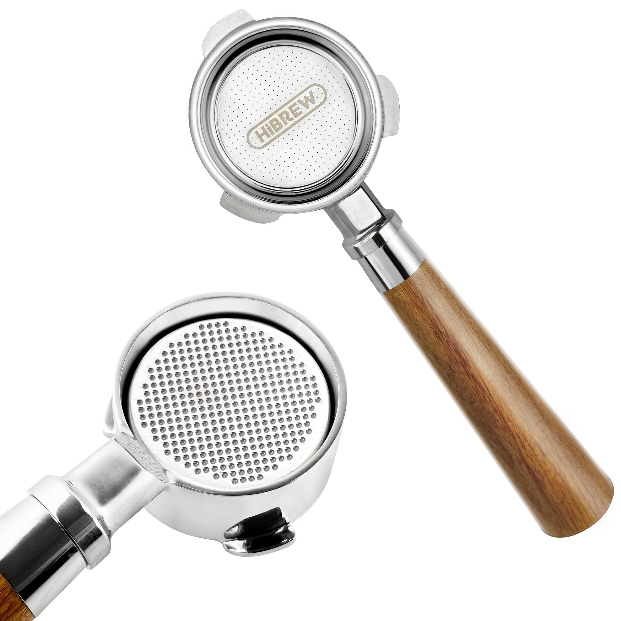 HIBREW 51mm 3 Ear Bottomless Portafilter for H10B Coffee Machine - Stainless Steel with Rosewood Handle - Advanced Espresso Tool for Coffee Enthusiasts