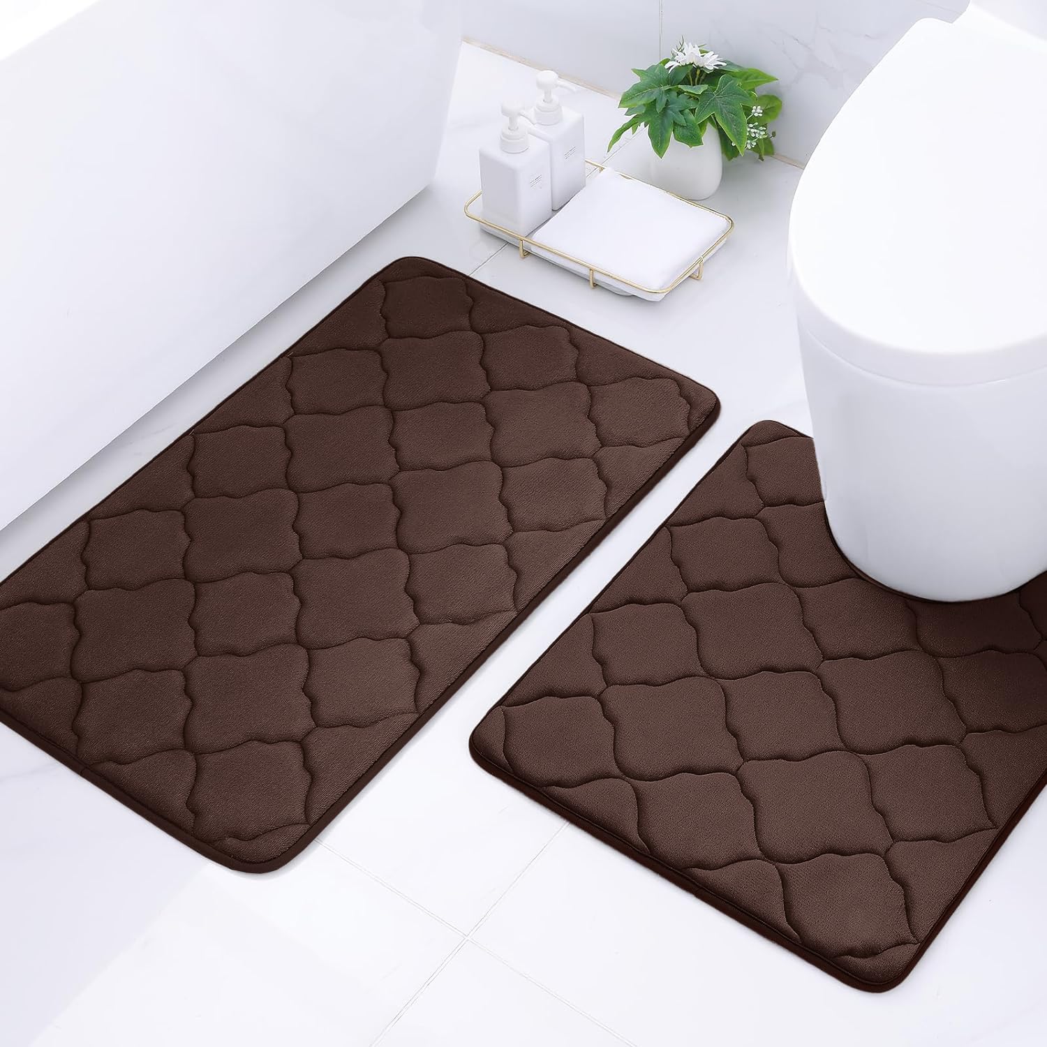 MEKO 2er Set Memory Foam Badematten – Rutschfest, Saugfähig, Maschinenwaschbar, Schwarz