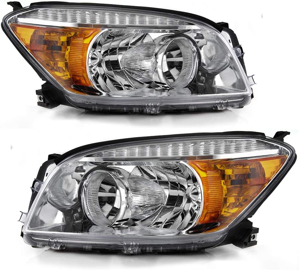 ACANII - For Chrome 2006 2007 2008 Toyota RAV4 Headlights Headlamps Replacement 06-08 Driver & Passenger Side