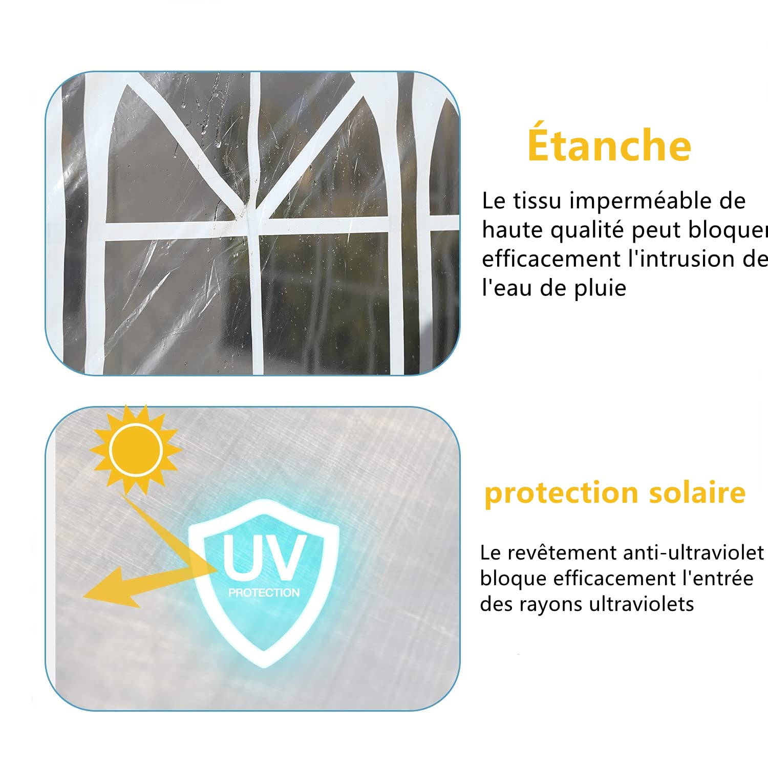 3x9M/3x6M/3x3M Tonnelle Tente Gazebo Pavillon de Jardin Tente de Réception，pour Fête/Mariage/BBQ (3X9M, 7 Bâches)