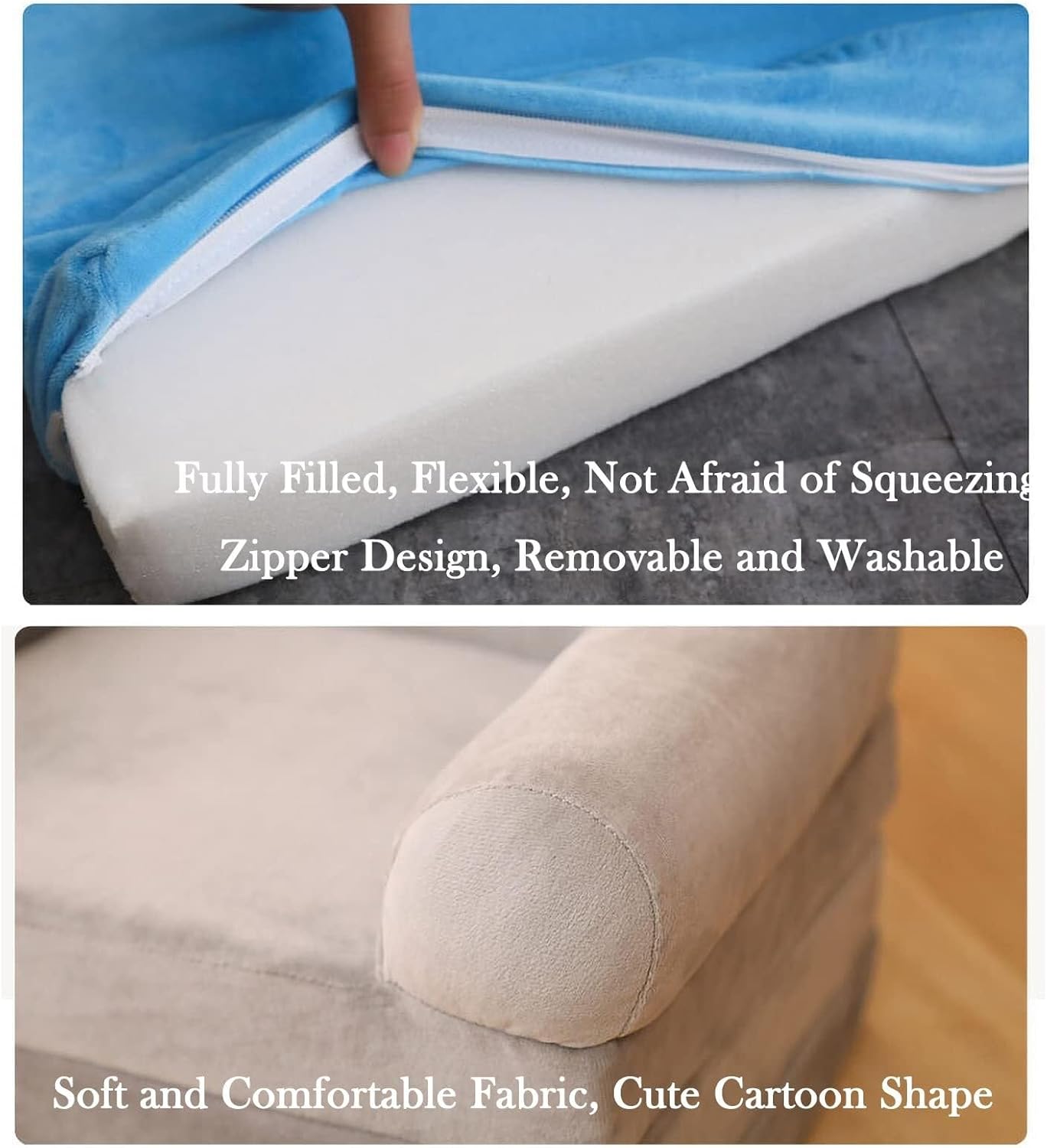 Foldable Plush Sofa Chair with Backrest Chair for Playroom or Nursery(N)