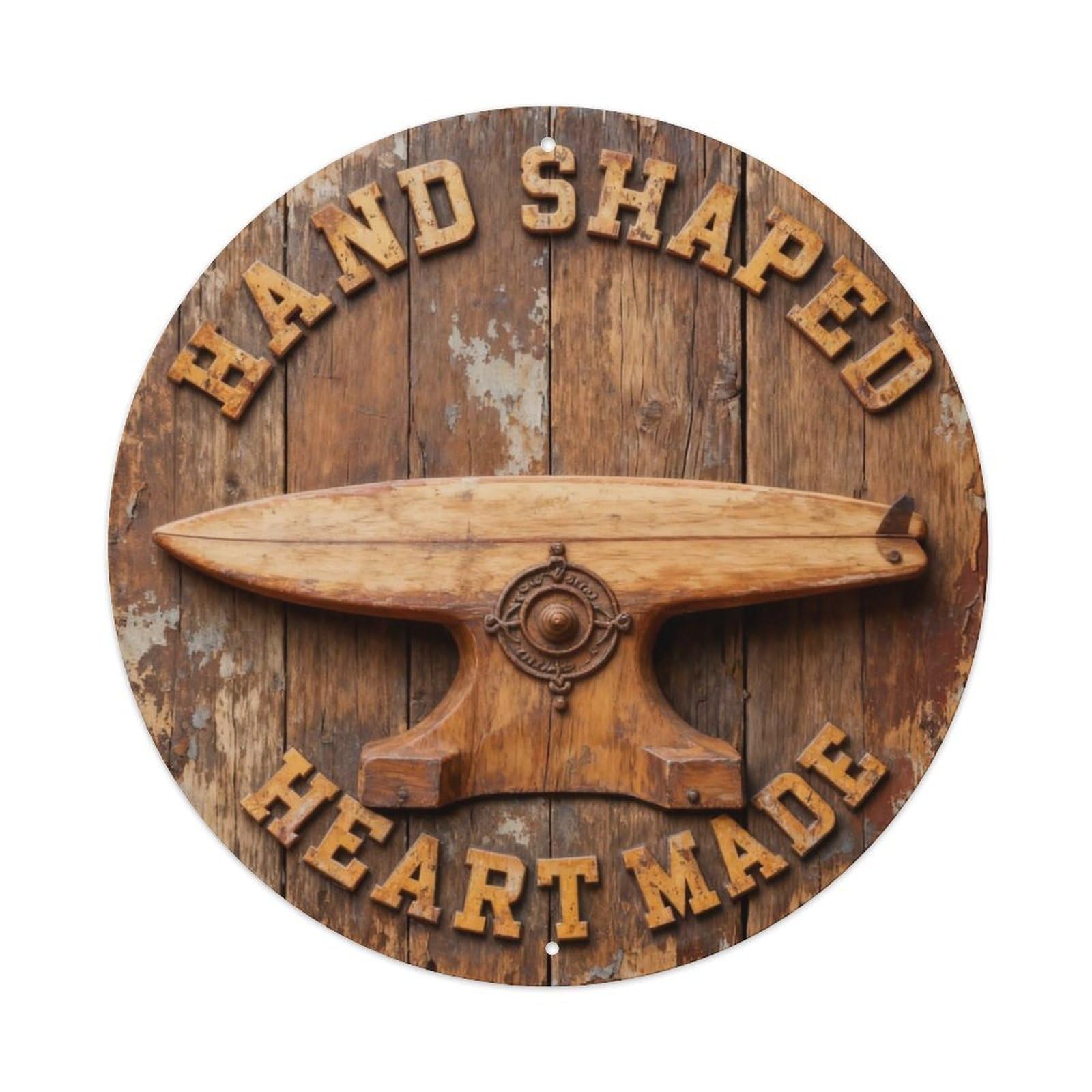 Hand Shaped Heart Made Metal Tin Sign Plaque