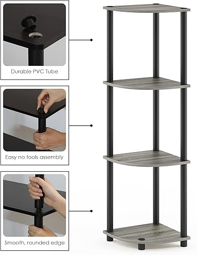 Miniatura 5 de Furinno Turn'n'Tube - Estantería esquinera de 3 niveles multi-propósito