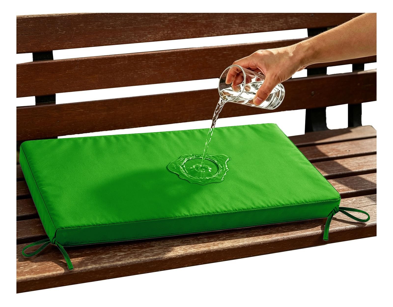 Outdoor Sofa Cushions Waterproof 80% Thick 5cm/1.9" Replacement Bench Seat Cushion Outdoor, Patio Furniture Long Cushion with Ties, Bench Seat Pad for Porch Swing Garden(Green,40x40 cm 16x16 in)