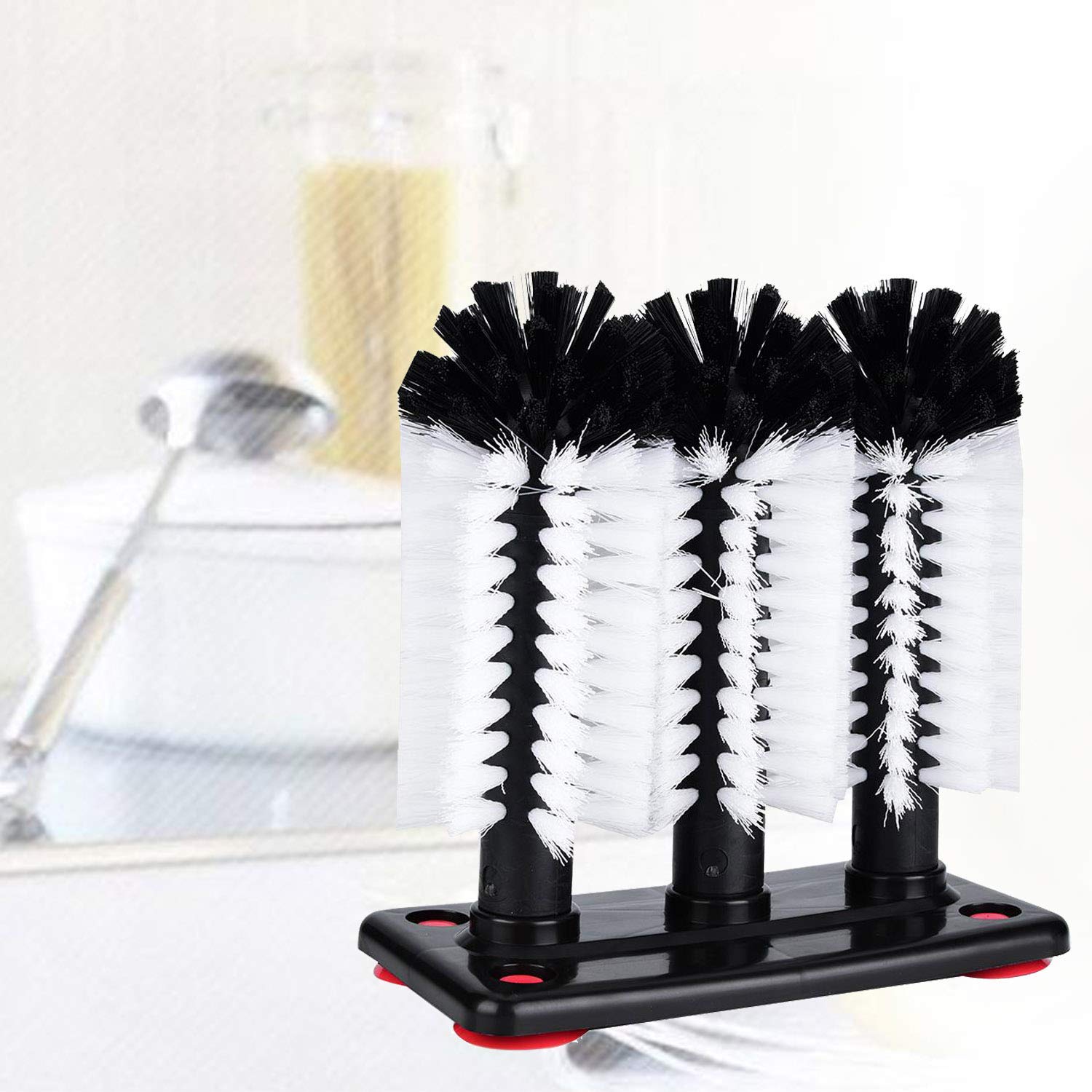 Lot de 3 brosses de nettoyage pour verre avec ventouse