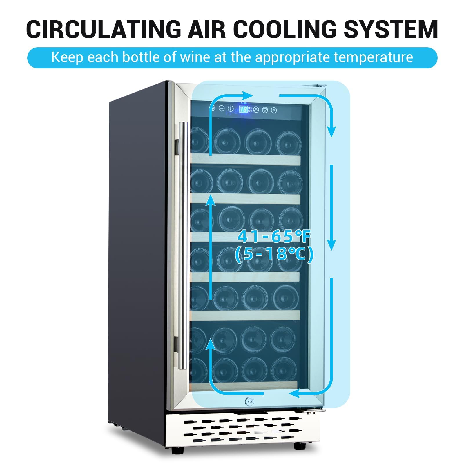 DYTesa 15 Inch Wine Cooler - Compressor Refrigerator with Lock, 28 Bottle Freestanding Wine Cellar, Dual Zone with Digital Temperature Control, Glass Door, and Beverage Cooler.