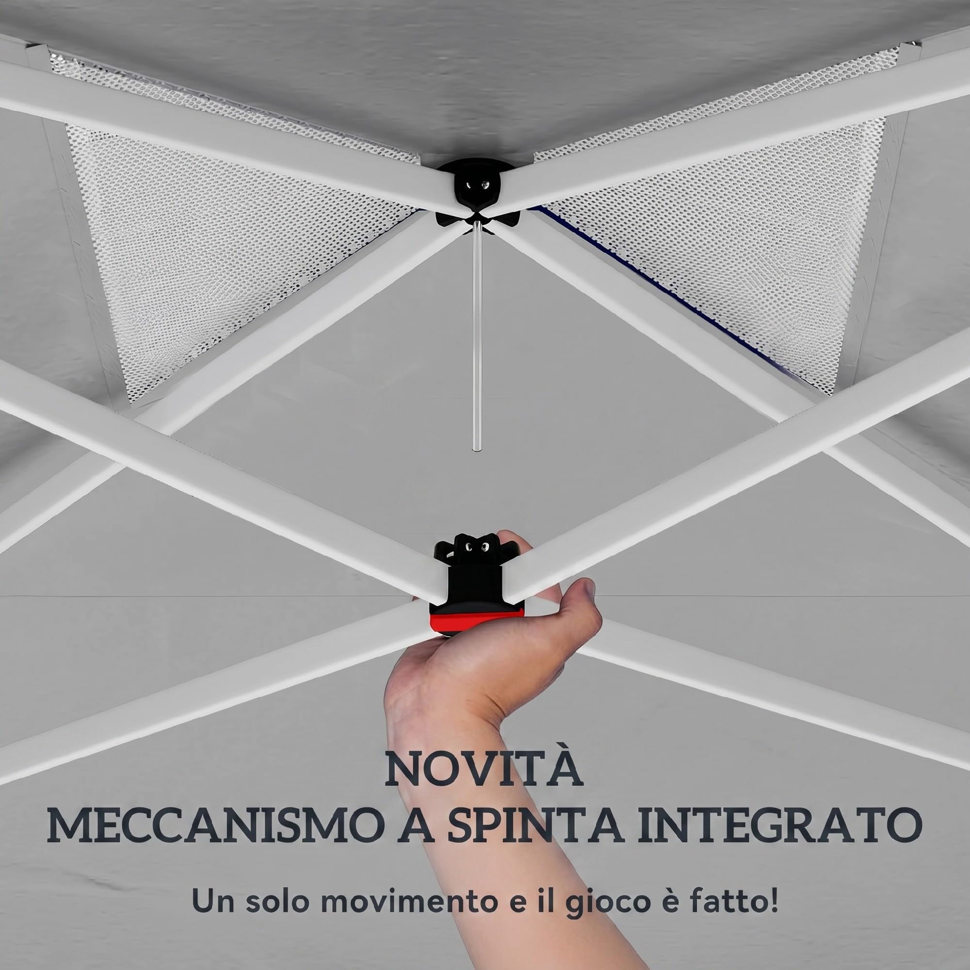 Outsunny Gazebo Pieghevole 3x3m Pop Up con Pulsante Centrale Grigio Scuro | Facile da Montare, Gazebo da Giardino, Altezza Regolabile, Prese d'Aria, Sacchi di Sabbia, Borsa, UV50+, Feste Esterno