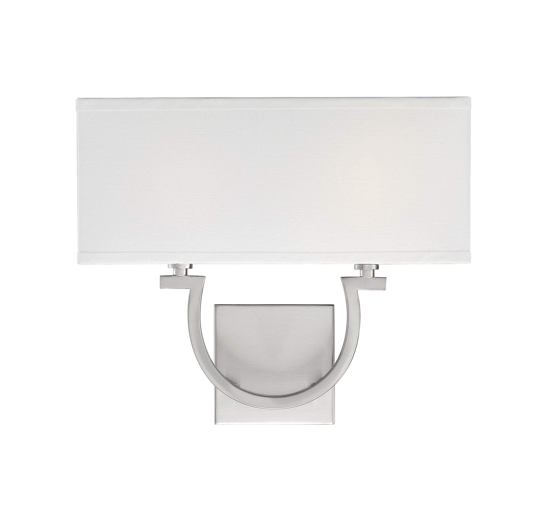 Savoy House 9-998-2-SN Rhodes Modern White Linen Wall Sconce, 2-Light 120 Total Watts, 12" H x 14" W, Satin Nickel