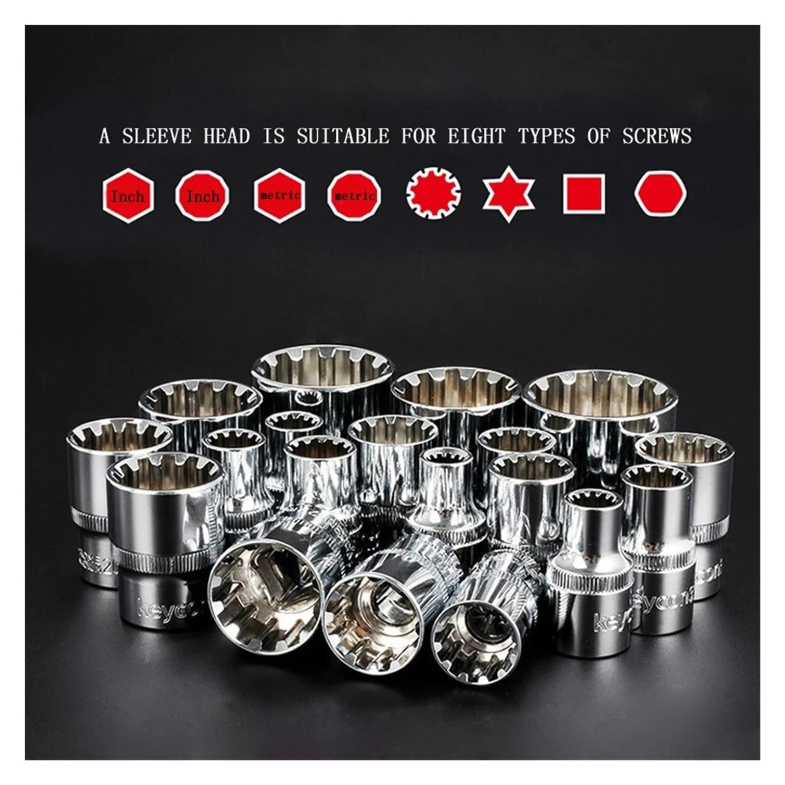 1 pezzo 1/2 "8-32mm 12 prese dentali CR-V 1/2 Socket Tool Wrench Head Universale Hexagon Spanner Allen Head Auto Strumenti di riparazione auto wanglan (Size : 32mm)