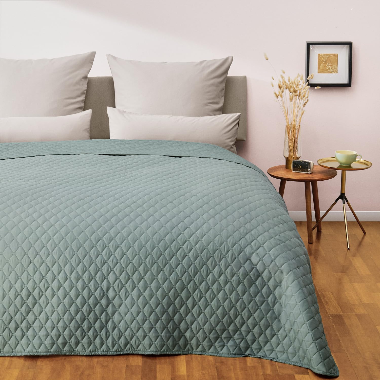 Blumtal Colcha cama 240x260 cm - Certificada OEKO-TEX 240x260 cm - Colchas de verano - como Cubrecama 180x200 como edredon 200x200 cm - tela cubre sofá - manta para sofá Verde Verano bedspread lavable