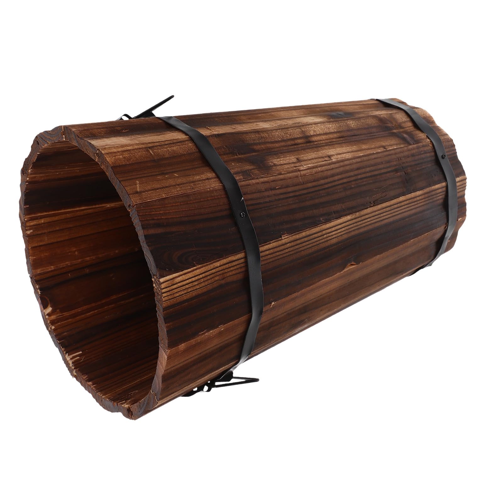 Corbeille ronde en bois rustique avec poignée pour un bureau élégant