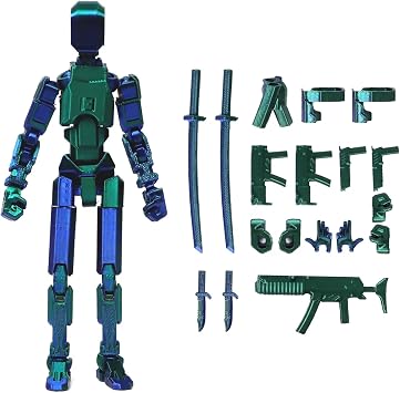 FoxVilla Assembled T13 Action Figure, Titan 13 3D Printed Action Figure, Lucky 13 Action Figure, Assembled Dummy 13 Action Figure Green Blue