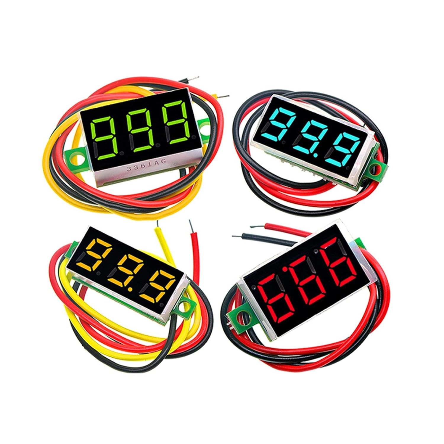 0.28/0.36 Inch DC LED Digital Voltmeter 0-100V Voltage Meter Auto Car Mobile Power Voltage Tester Detector 12V Red Green Blue(Yellow Display,3 Wire_0.28 INCH)