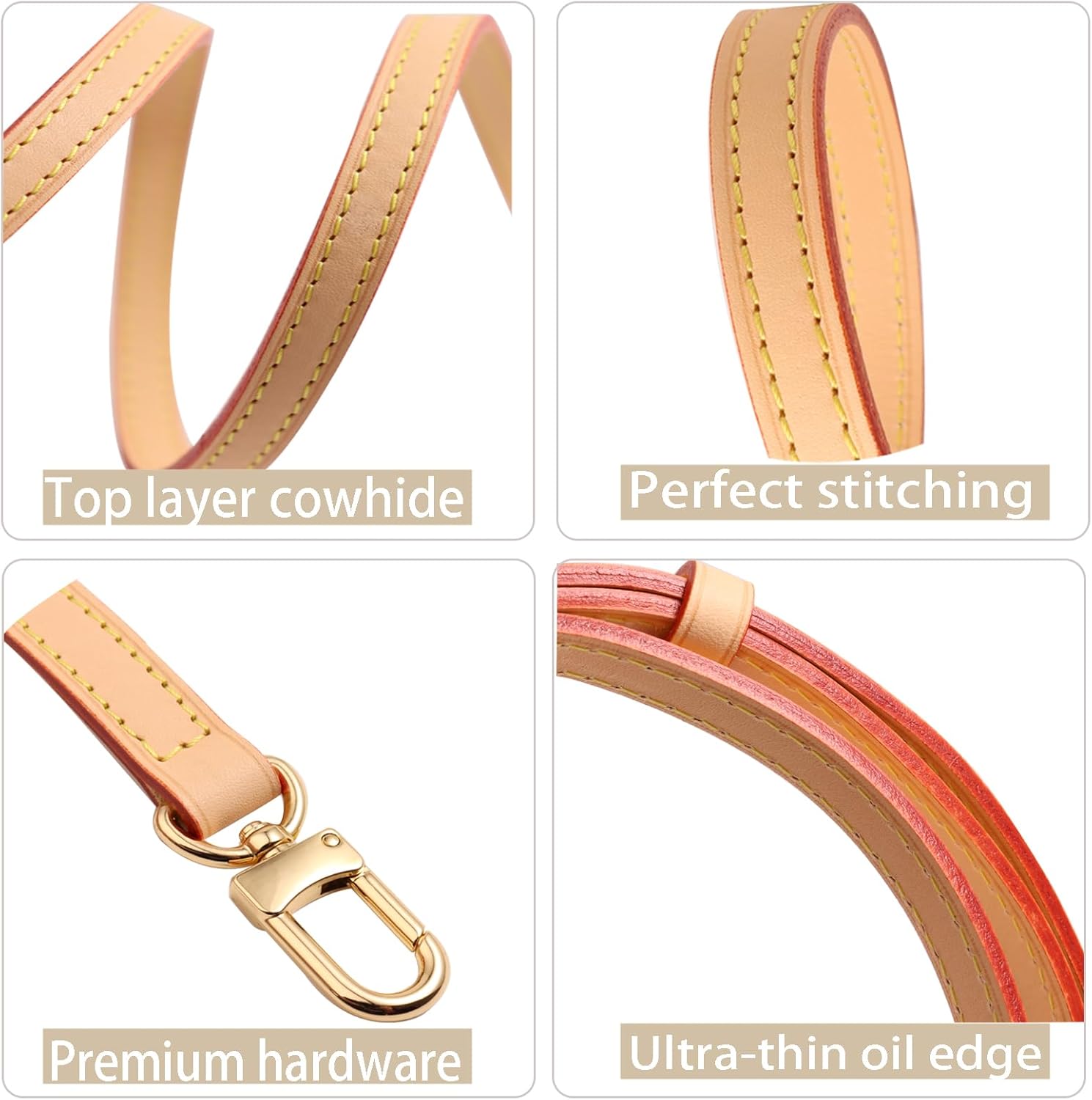 Genuine Vachetta Leather Crossbody Strap Genuine Leather Adjustable Replacement Strap for Shoulder Bag Handbag Purse - Image 3