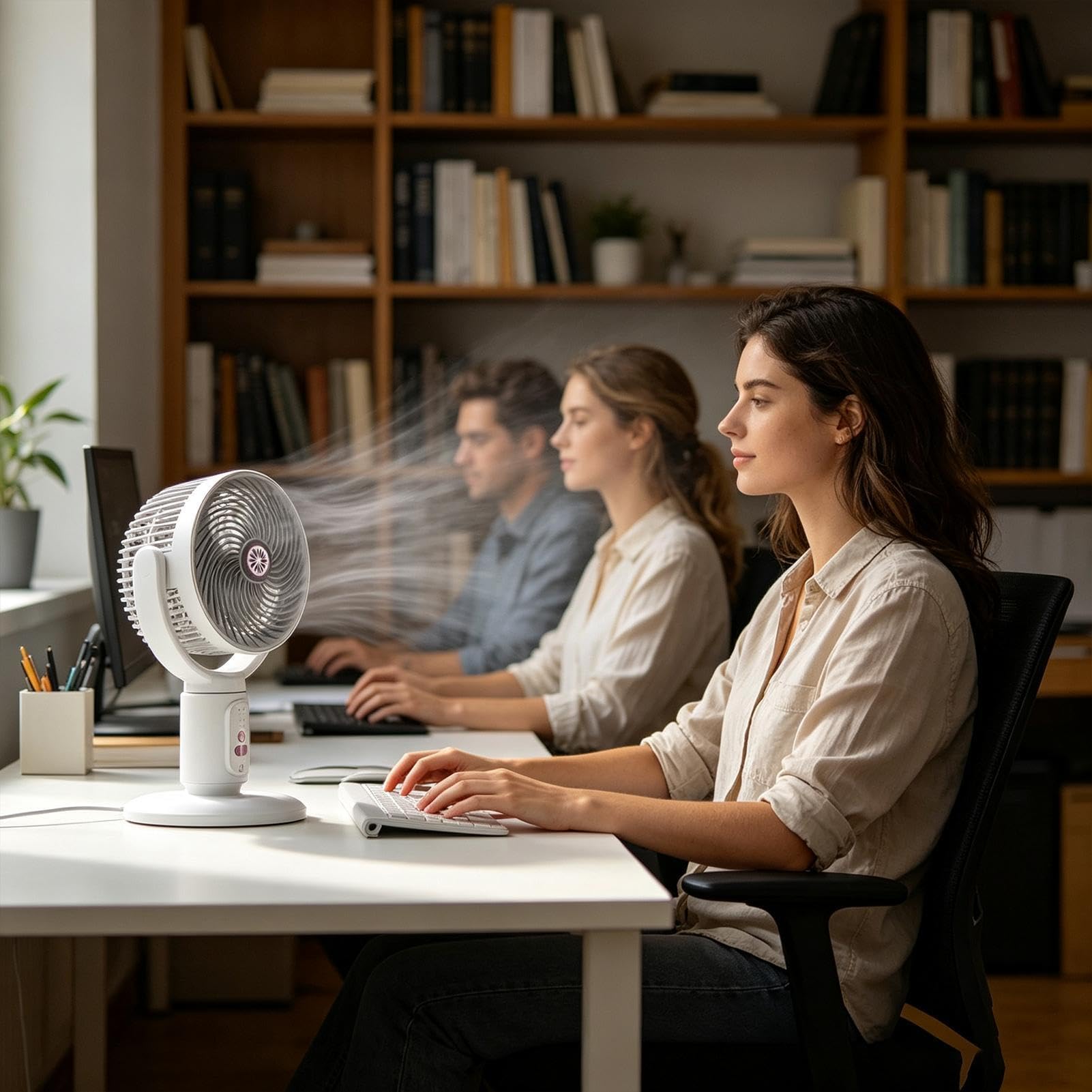 Genérico Ventilador Vertical 5 Velocidades De Con Temporizador | Torre ventilador oscilante recargable USB-C altura ajustable para playa, hogar, oficina, cocina, dormitorio, salón
