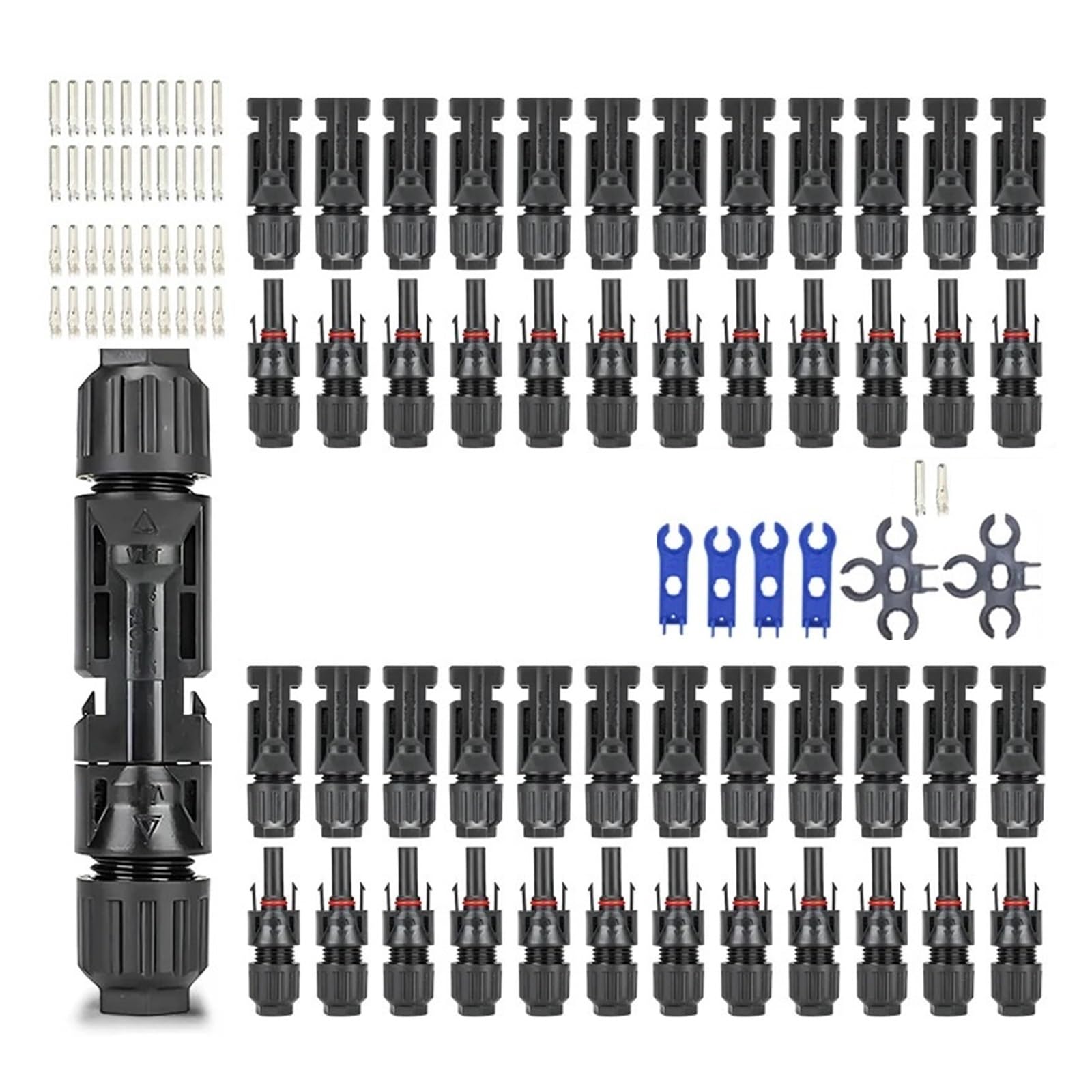 Kit connettori fotovoltaici 10/20/40/100/200/400Pz connettori 1000V 30A for pannelli PV/MC 2,5/4/6mm²(400pcs(200pairs))