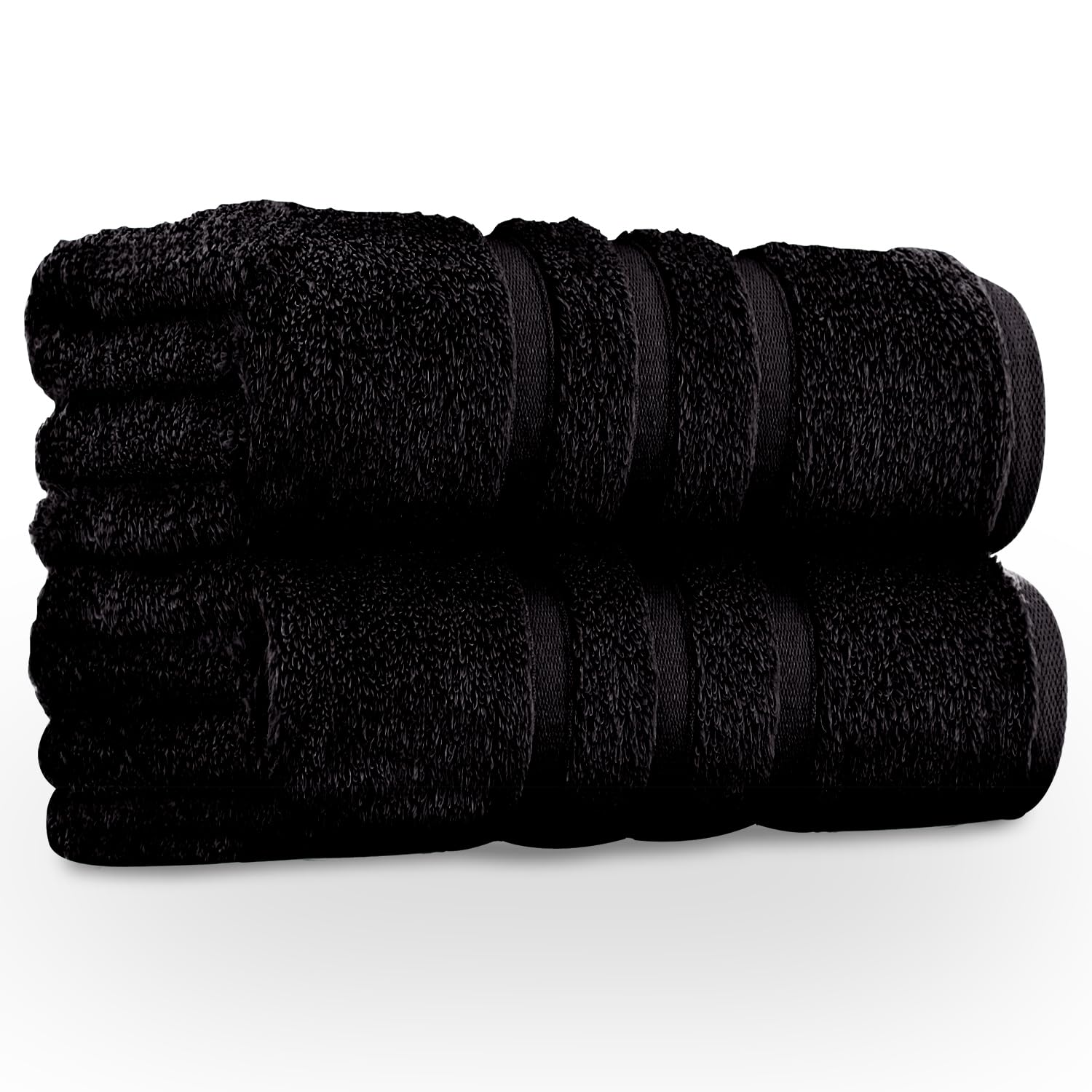 GC GAVENO CAVAILIA 550 GSM Hand Towels - Pack Of 2 - Egyptian Cotton Towel - Highly Absorbent & Quick Dry Bathroom Towels Sets - Washable Spa Saloon Gym Towel, Black,50 x 80 Cm