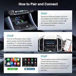 Wireless Carplay Adapter & Android Auto 2025 Upgrade Wired CarPlay to Wireless,2-in-1 Mini USB Design with Fast Stable Connection Car Play for Apple iOS 10+, Android 11+ Version