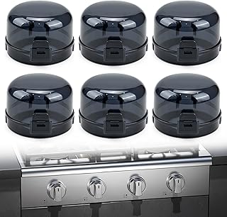 6-Pack Stove Knob Safety Covers - Gas Oven Knob Locks for Diameter Under 2.7 inch, Heat Resistant & Adhesive Base (Black)
