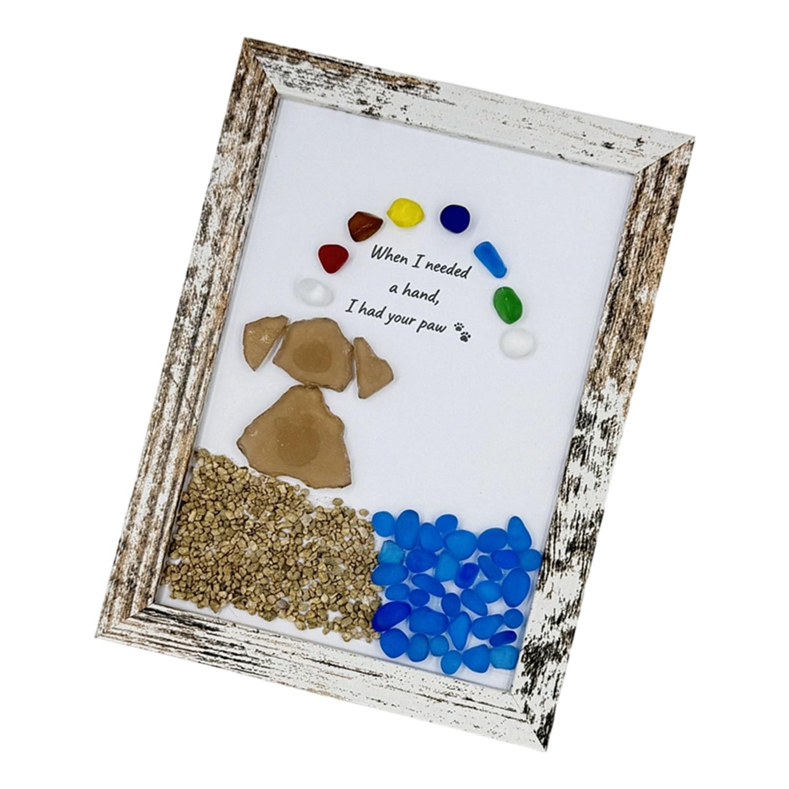 Kalttoy Sea Glass Art Dog Sea Glass Artwork Desktop Decorations Minis Frame Decors Dog Memorials Loss of Dogs Memorials Loss of