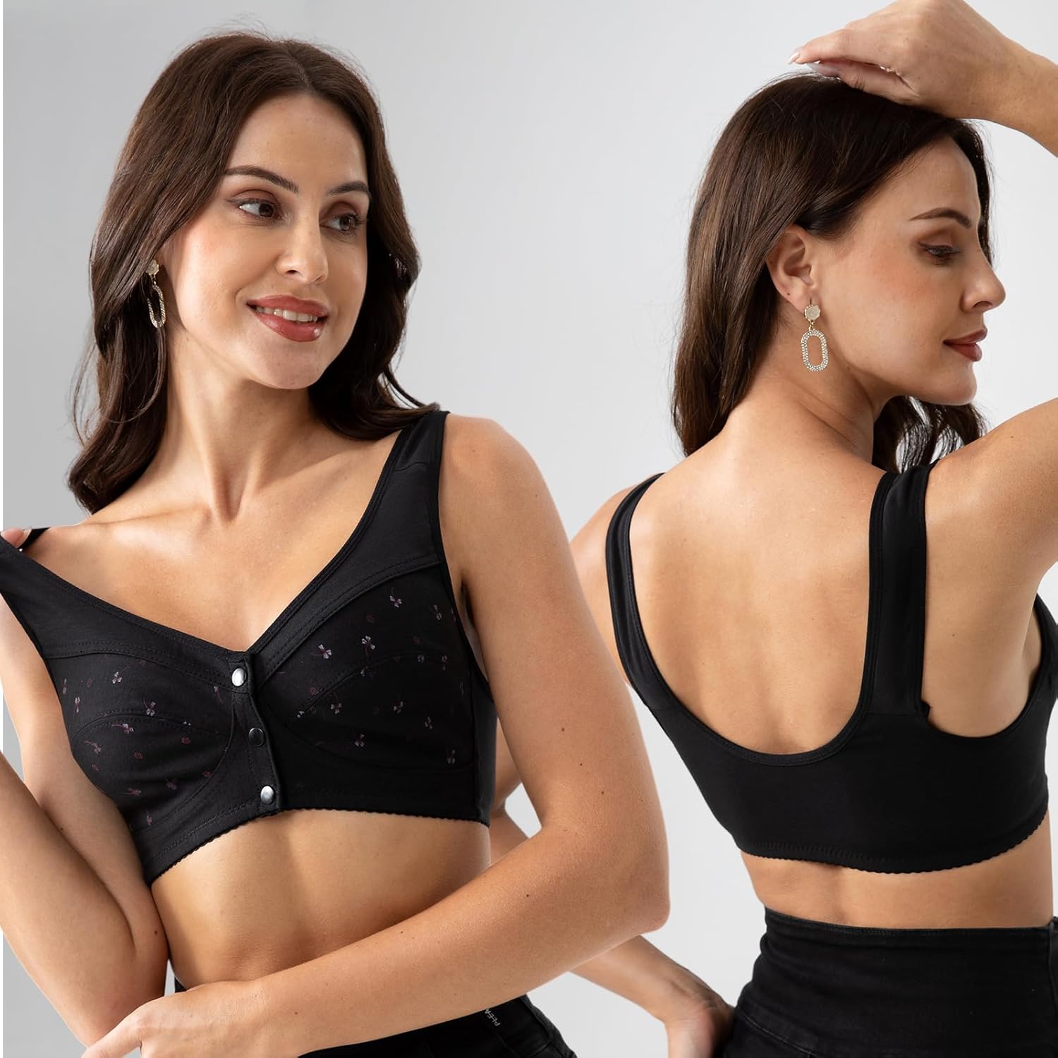 Daisy Bras for Older Women Comfort Soft Breathable Bra Wireless Front Closure Bras - Image 5