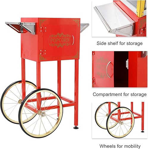 Miniatura 5 de ROVSUN Popcorn Machine Movie Theater Style with Cart & Wheels, 8 Ounce Kettle Makes Up to 32 Cups Popcorn Maker with Popcorn Scoop, Oil Spoon & 3