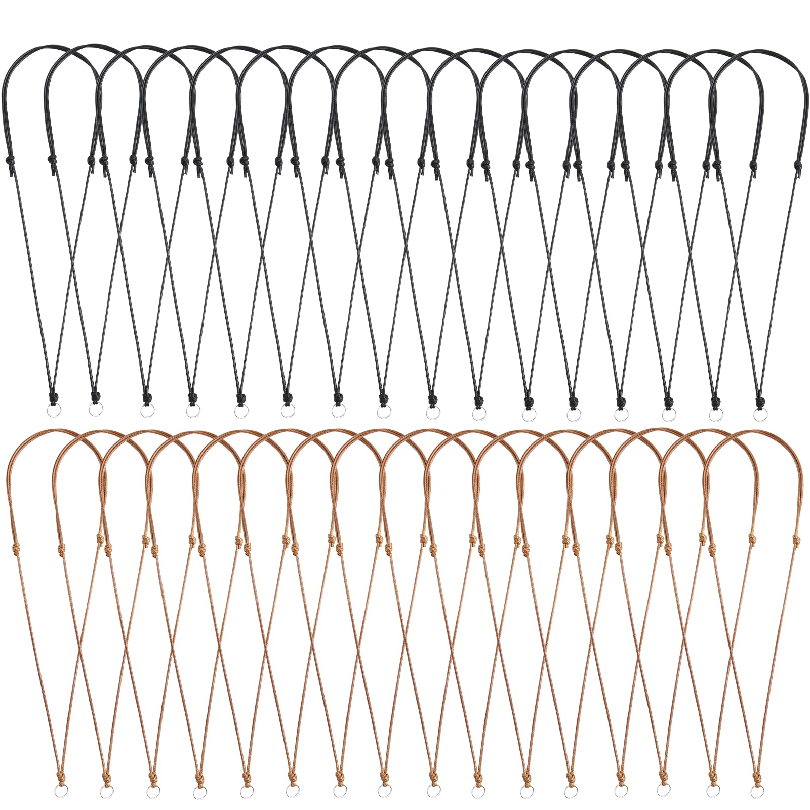 32pcs Handmade Craft Choker Necklace Cord for Pendant Adjustable Knotted with Metal Ring for Hanging Pendants