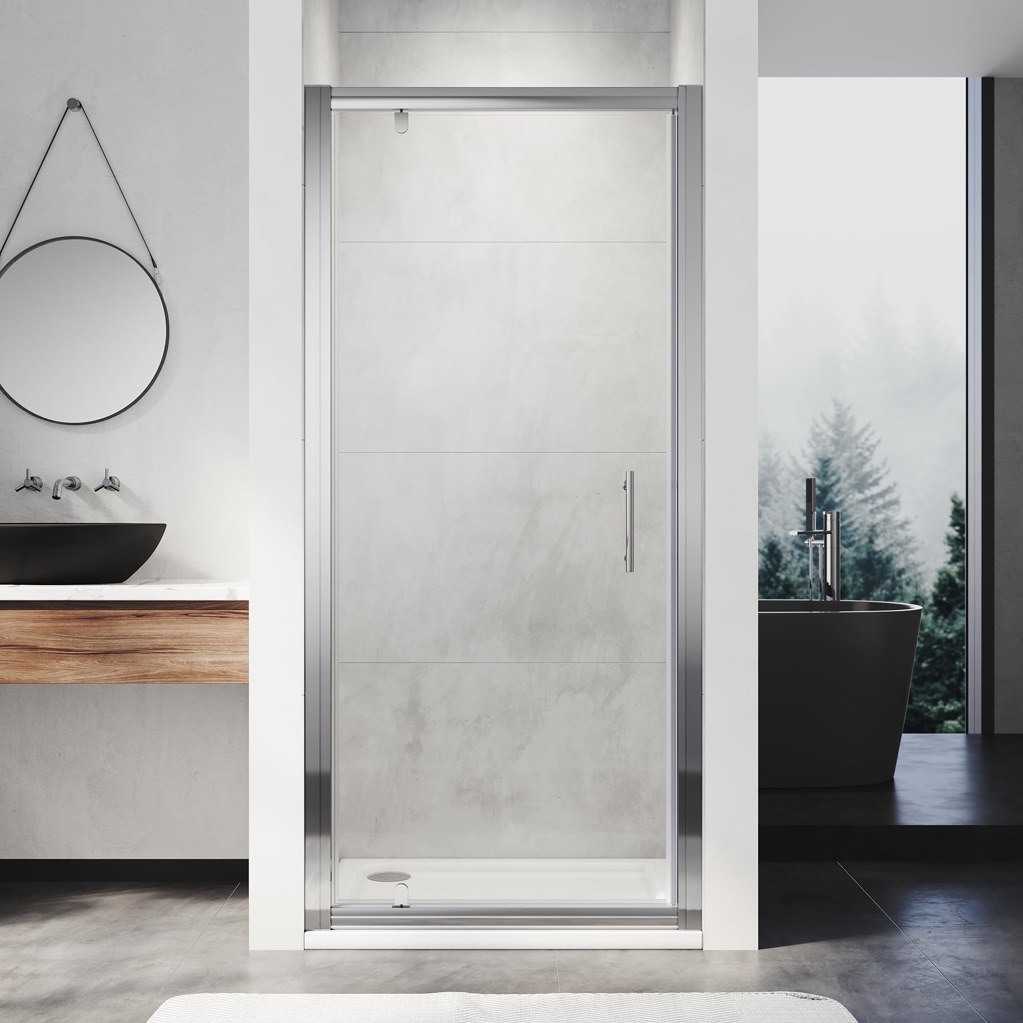 ZANOFIRA 1000mm Pivot Hinge Shower Door Screen 6mm Toughened Safety Clear Glass Reversible for Shower Enclosure Bathrooms Shower Cubicle