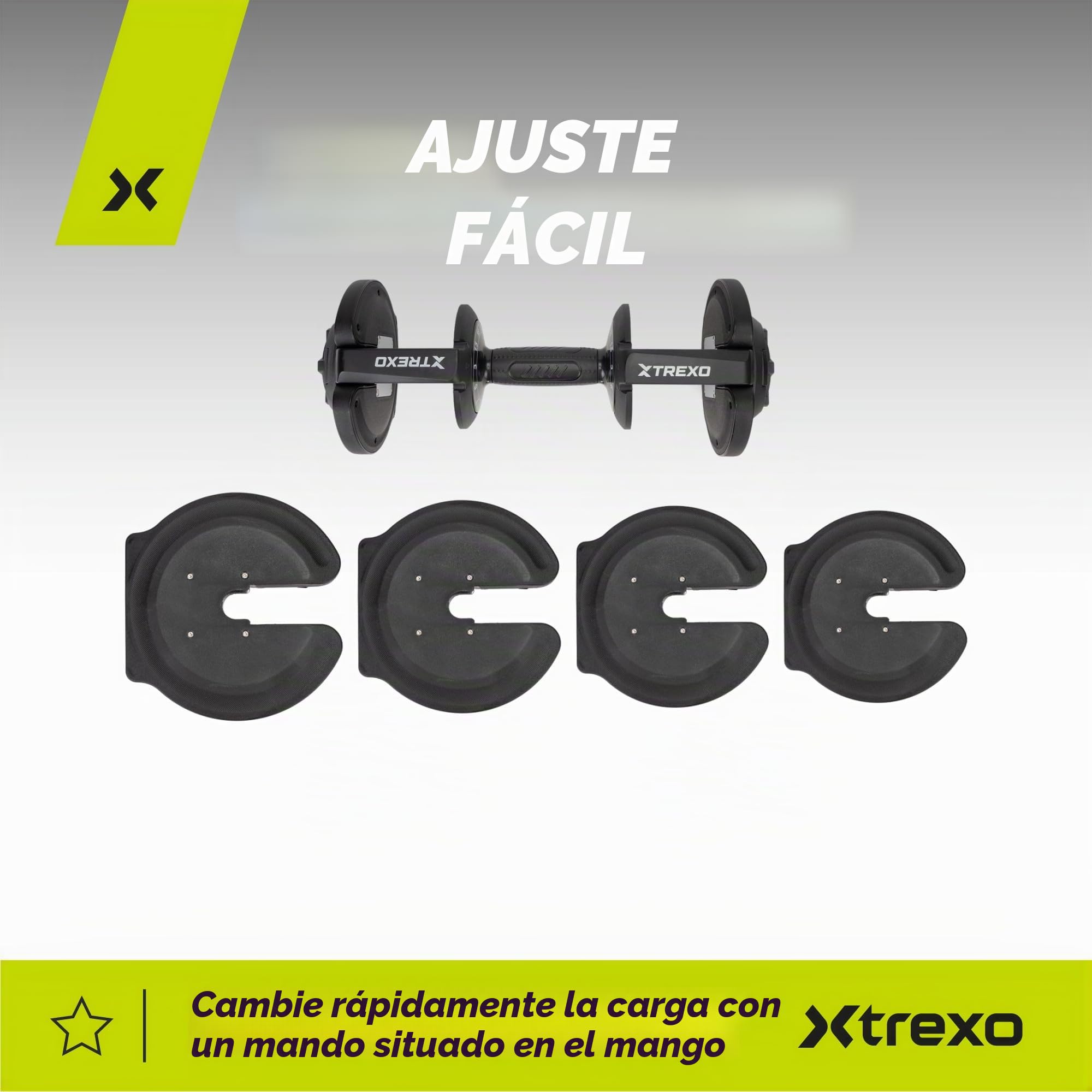 TREXO Mancuerna 18|24|32|40 kg con Pomo de Ajuste de Peso Mancuerna de Hierro para Fitness con Mango Ergonómico Antideslizante