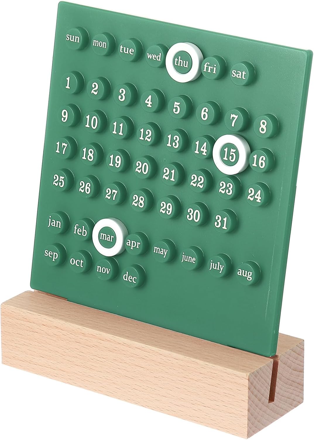 PATIKIL Wood Perpetual Calendar, Desktop Acrylic Calendar Stand Wooden Month Week Date Display for Desk Shop Office Home Decoration, Green PATIKIL Wood Perpetual Calendar, Desktop Acrylic Calendar Stand Wooden Month Week Date Display for Desk Shop Office Home Decoration, Green
