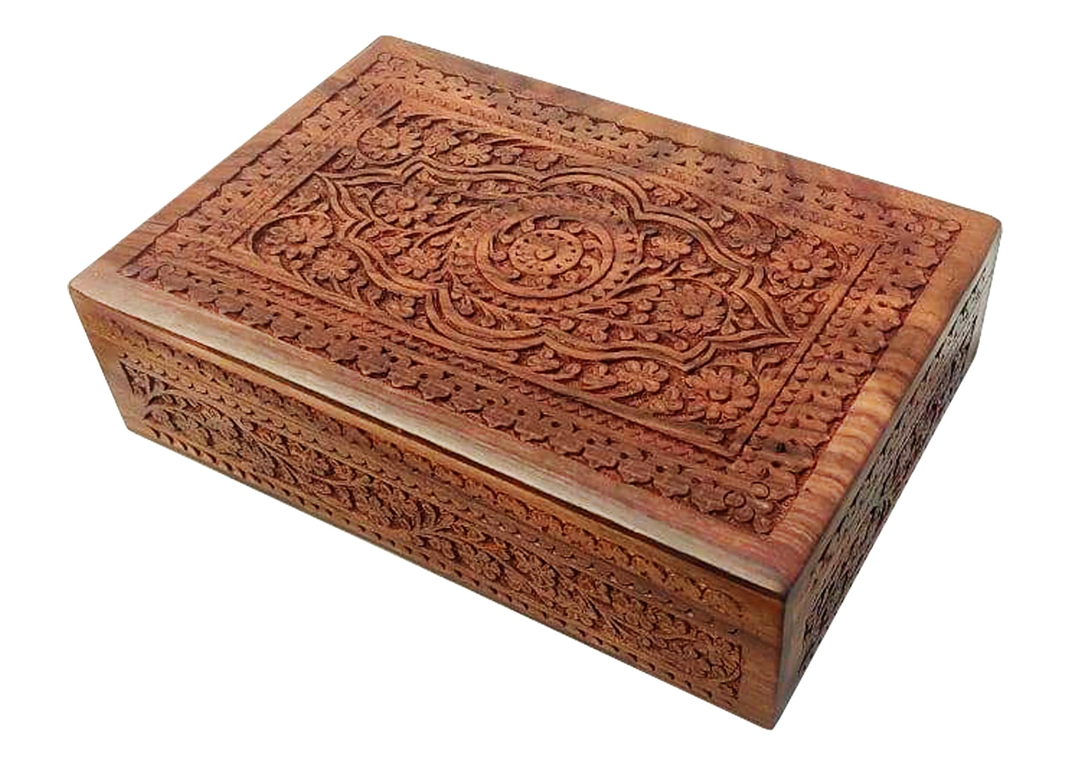 CRAFTCASTLE Handmade Sheesham Wooden Storage Box Hand Carved Jewelry Box & Decorative Gift Box (12X 8 X 3.5) Inches (CARVING-S)-image-22