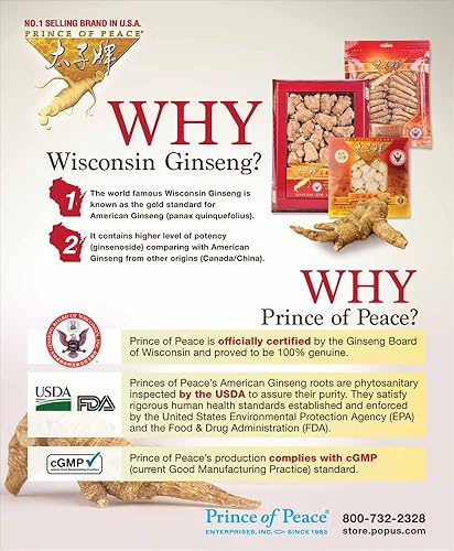 Miniatura 3 de Prince of Peace® Wisconsin American Ginseng - Rodajas jumbo de raíz de 5 años (3 onzas)