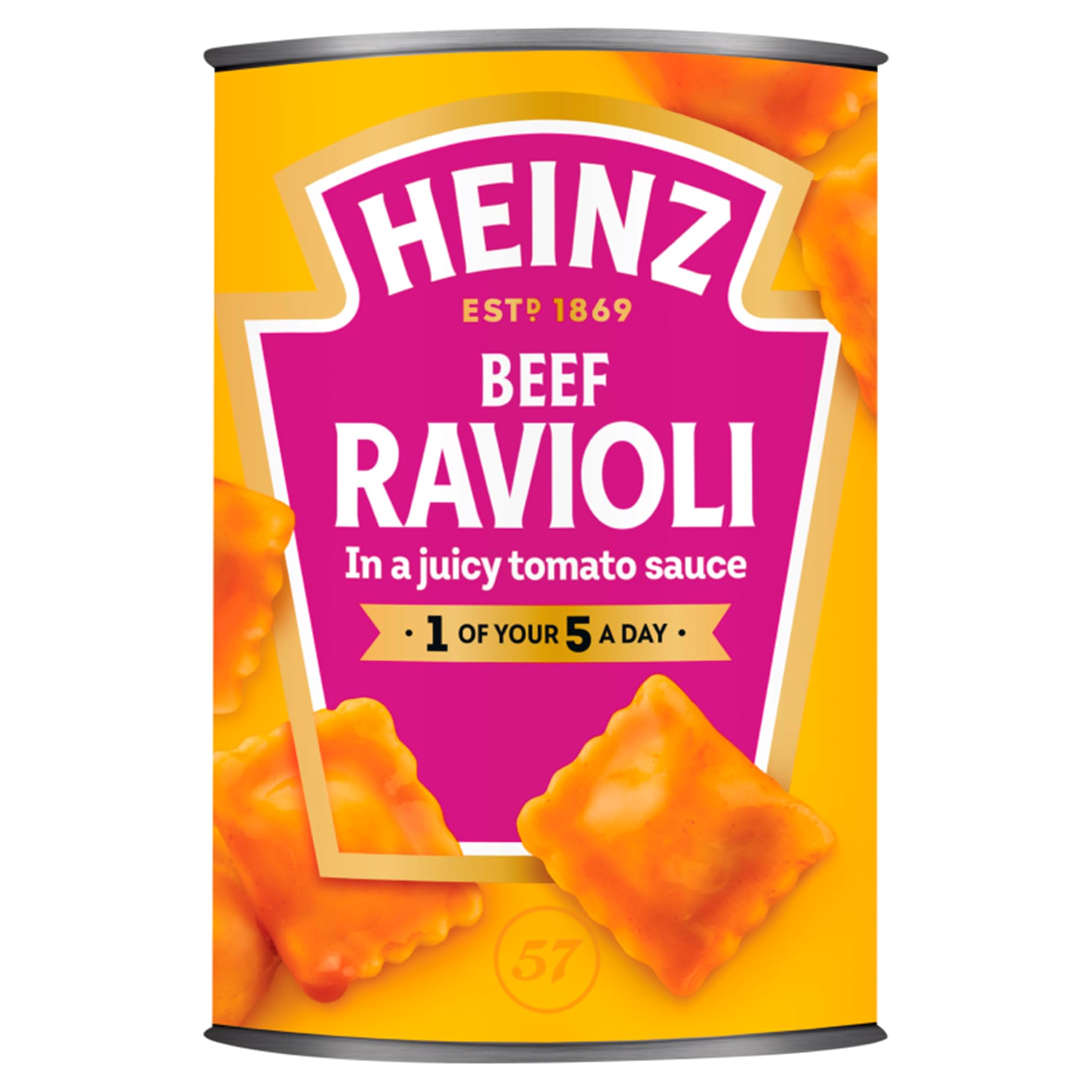 HEINZ Lot de 6 raviolis de bœuf, 400 g (lot de 6) – Ravioli de pâtes fraîchement fabriquées dans une sauce tomate juteuse