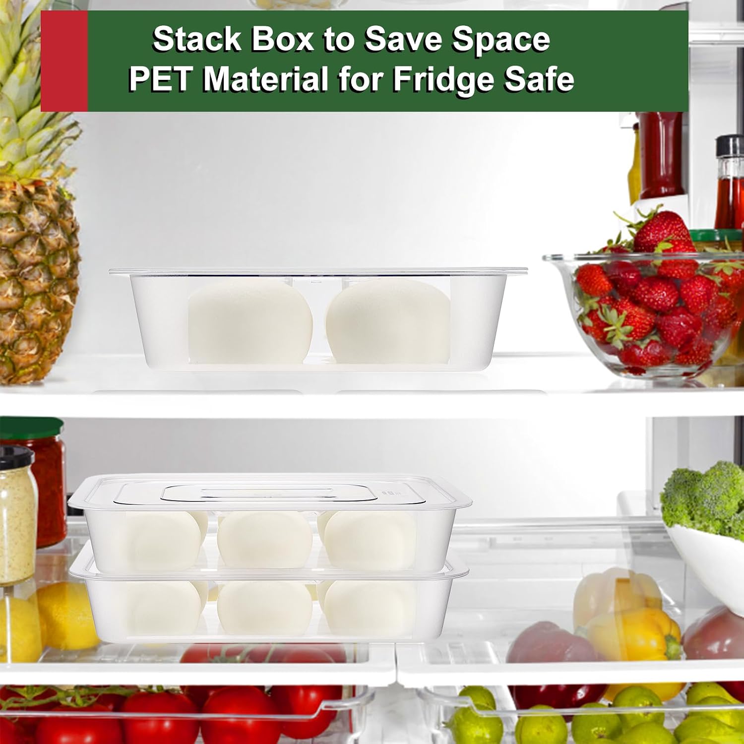 2 PCS Clear Pizza Dough Proofing Box with Lids, 15.7x10.2 Inch Dough Trays for Bread Making, Stackable Pizza Proofing Container Fits 4-6 Dough Balls for Home Kitchen, Restaurants, Chef (Large)