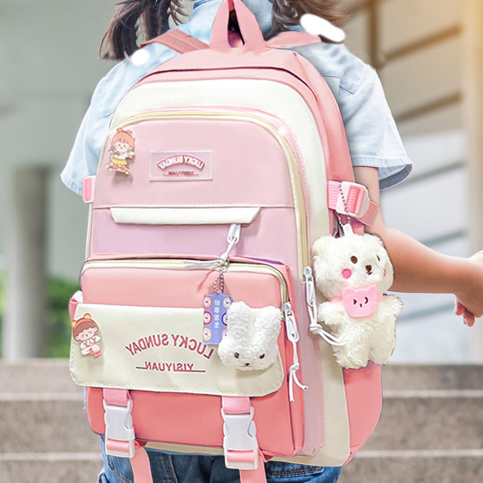 Kit combinado de mochila de lona, kit combinado de mochilas de lona, juego combinado de mochila escolar de lona para niños, niñas, adolescentes y estudiantes