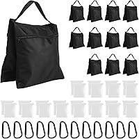 AiVeUao 12 Pack Heavy Duty Sandbags for Photography Tripods, Backdrop Stands, Tents & Canopies - Oxford Cloth with Carabiner Clips, Black