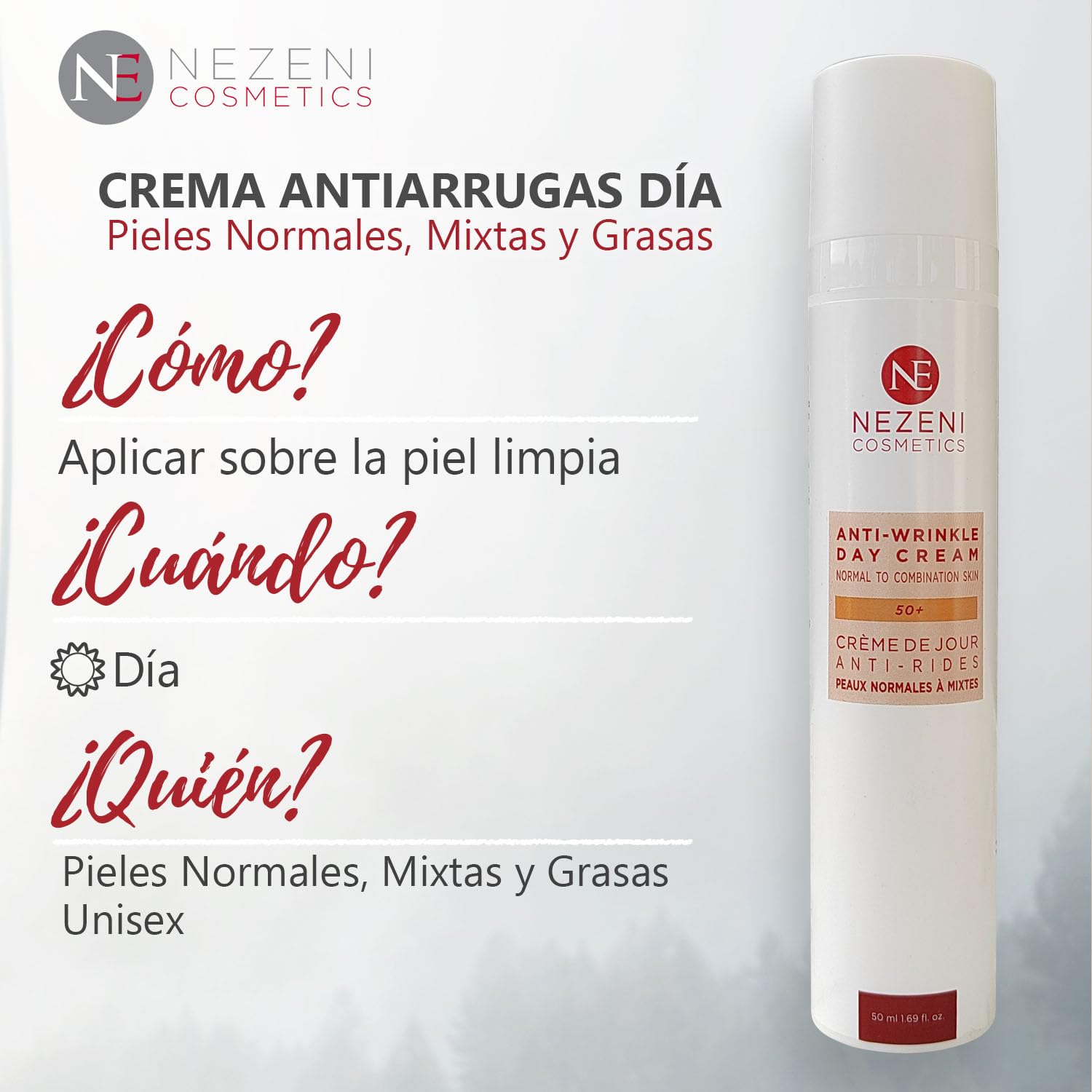 Nezeni Crema Facial Antiarrugas Mujer/Hombre 17 Principios Activos | Rellenador Arrugas Profundas | Crema Antiarrugas Día Reafirmante Para Cara, Cuello y Escote | Piel Normal, Grasa y Mixta