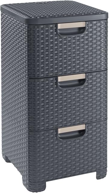 CURVER 206315 Storage Drawer Tower Wicker Look Polypropylene 3 x 14 L